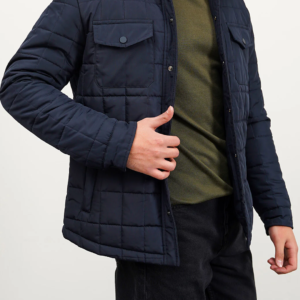 QUILTED SHACKET WITH CORDUROY COLLAR